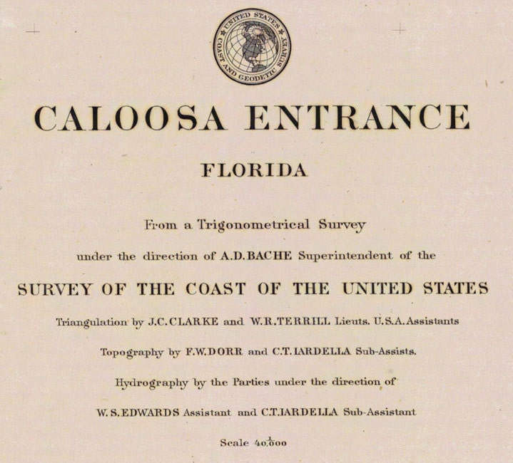 1881 Nautical Map of Caloosa Entrance Florida