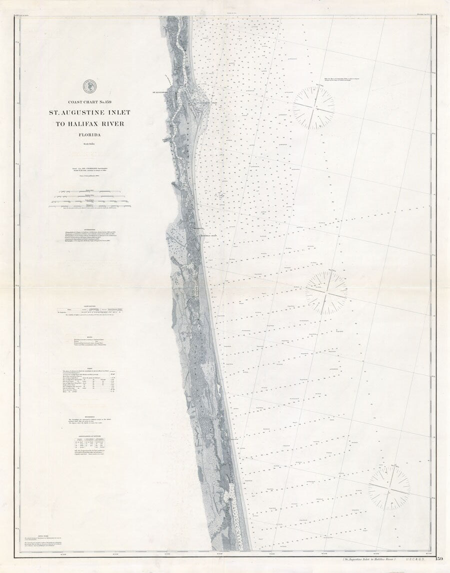 1893 Nautical Map of St Augustine Inlet Florida