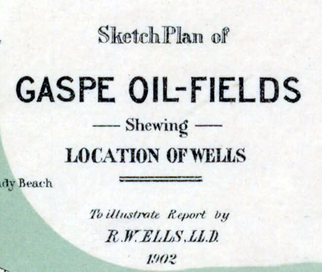 1902 Map of Gaspe Oil Fields Quebec Canada