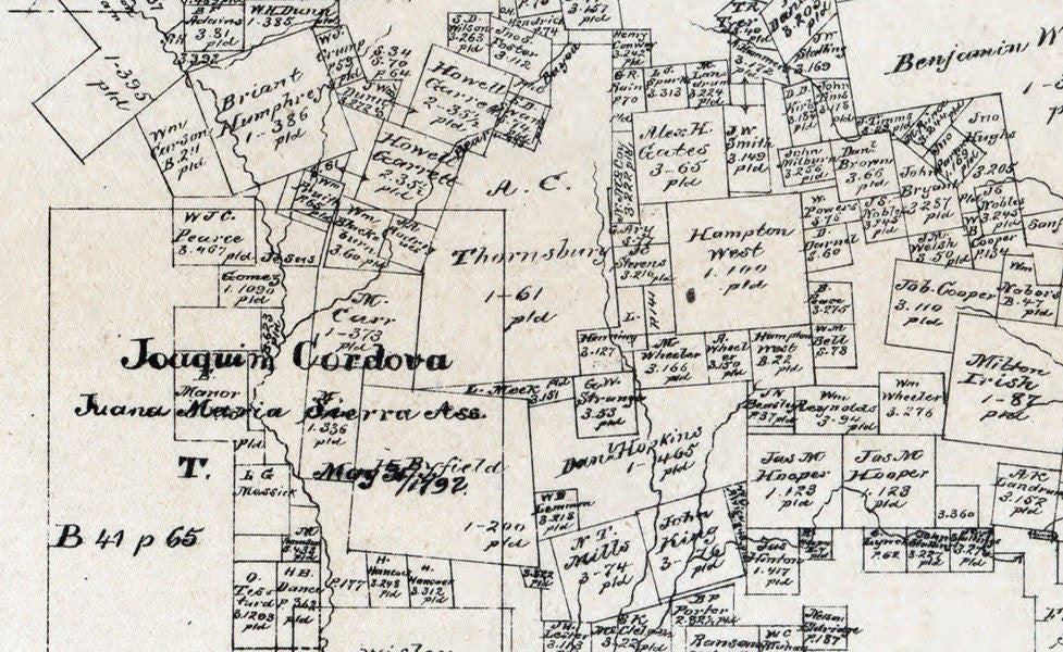 1880 Farm Line Map of Shelby County Texas