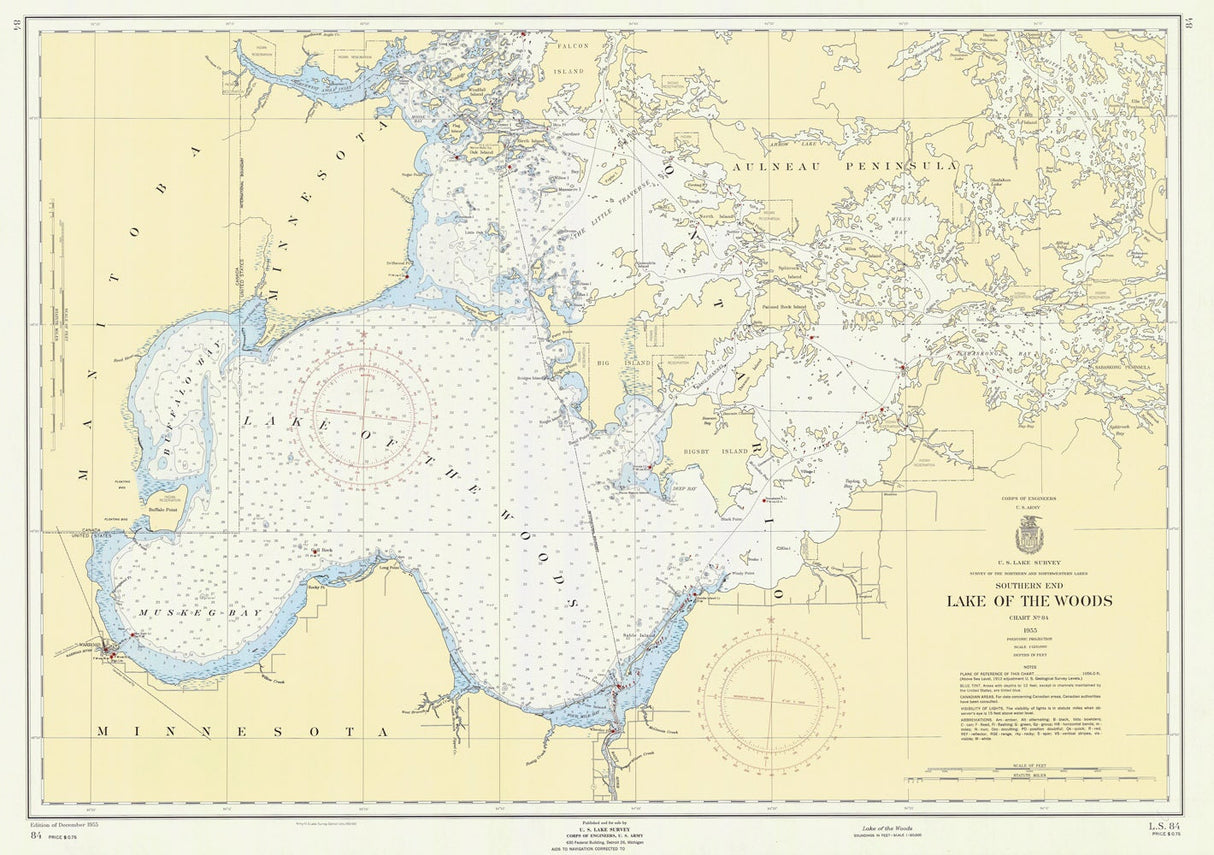 1955 Nautical Map Lake of the Woods Minnesota