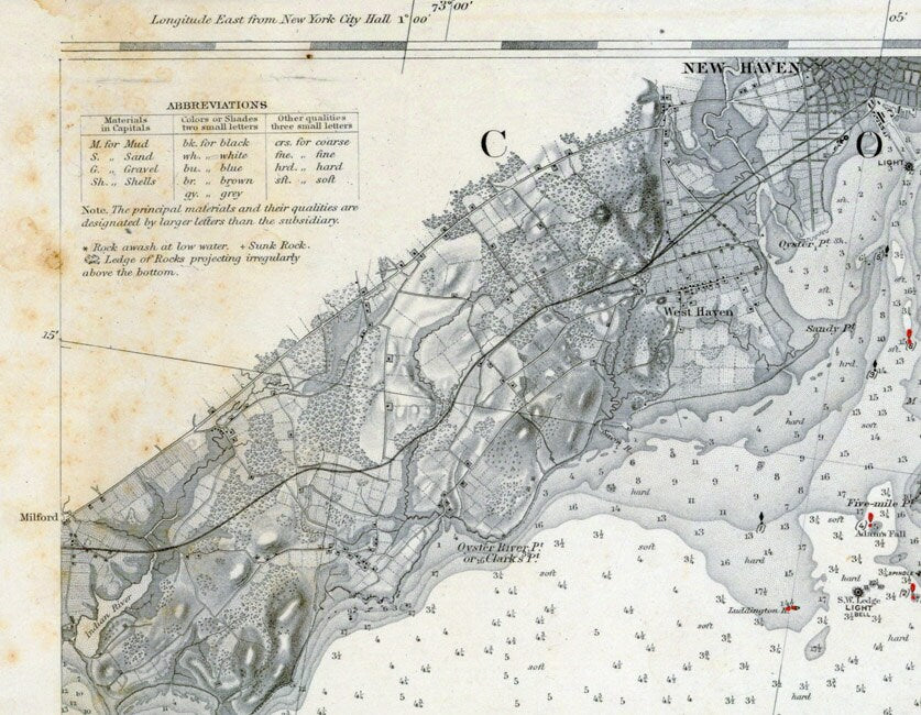 1878 Nautical Map of Long Island Sound Middle Part New York