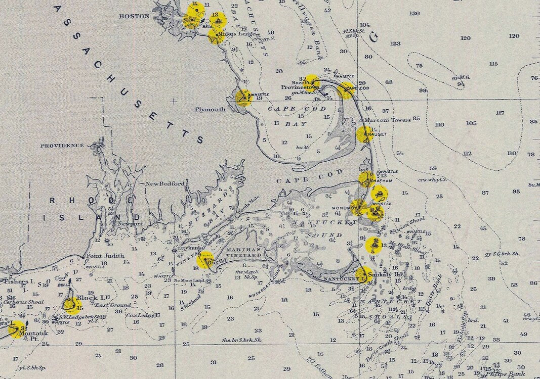 1906 Nautical Map of Cape Sable to Cape Hatteras