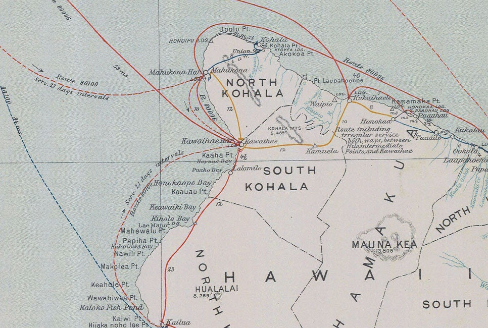 1908 Map of Hawaii Samoan Islands and Island of Guam