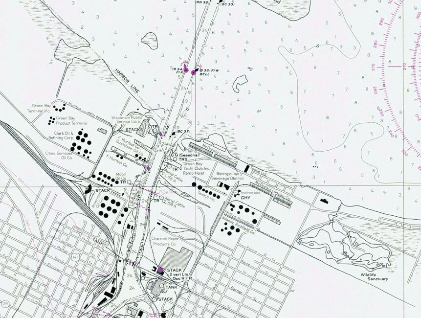 1973 Nautical Map of Head of Green Bay Lake Michigan