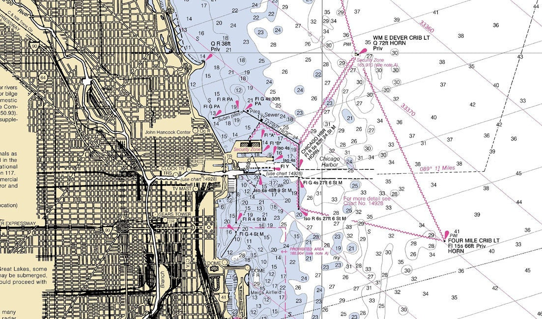 2006 Nautical Map of Chicago Lake Front Lake Michigan