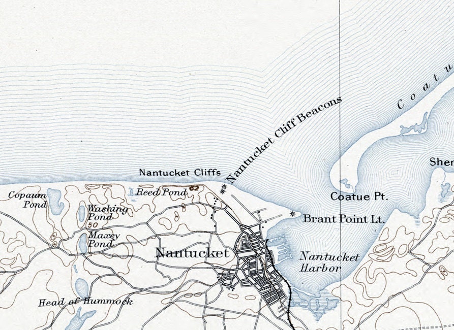 1890 Map of Nantucket Island Massachusetts