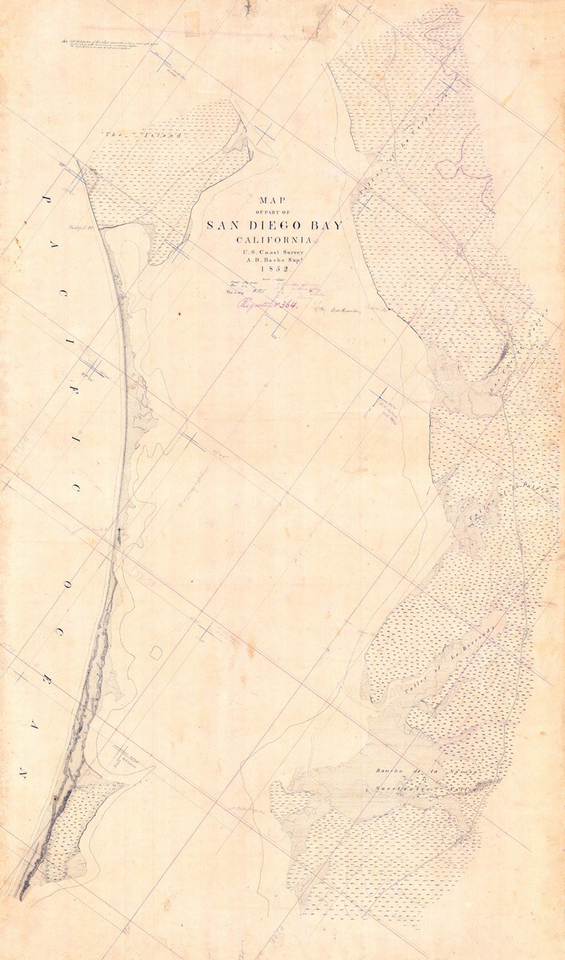 1852 Nautical Map of Part of San Diego Bay California