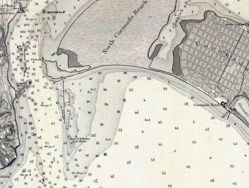 1895 Nautical Map of San Diego Bay California