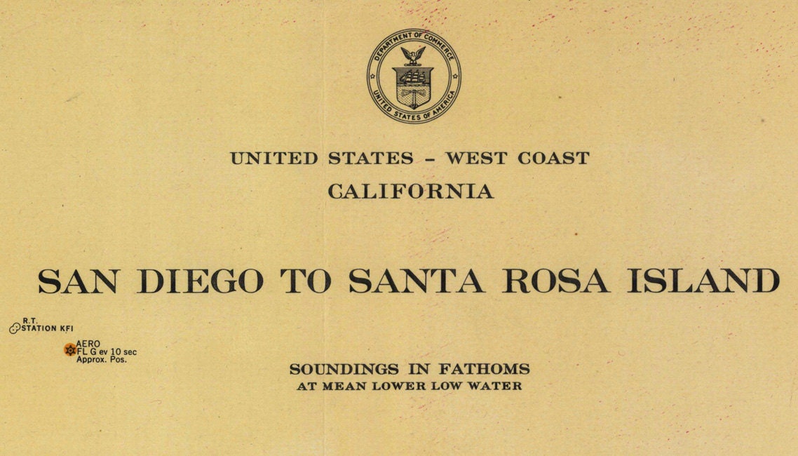 1941 Nautical Map of San Diego to Santa Rosa Island California