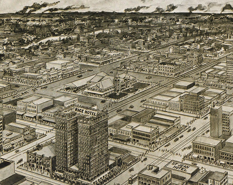 1912 Panoramic Map of Houston Texas