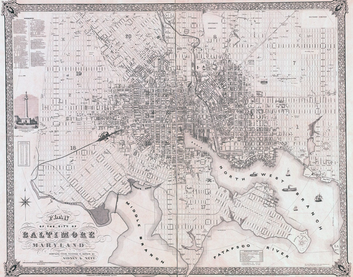1851 Map of Baltimore Maryland