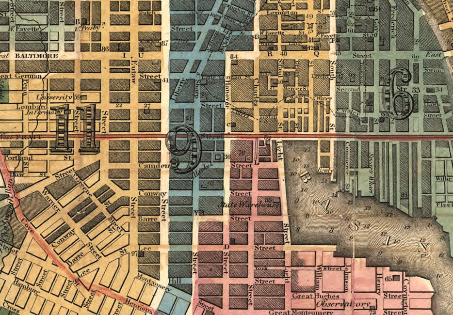 1836 Map of Baltimore Maryland