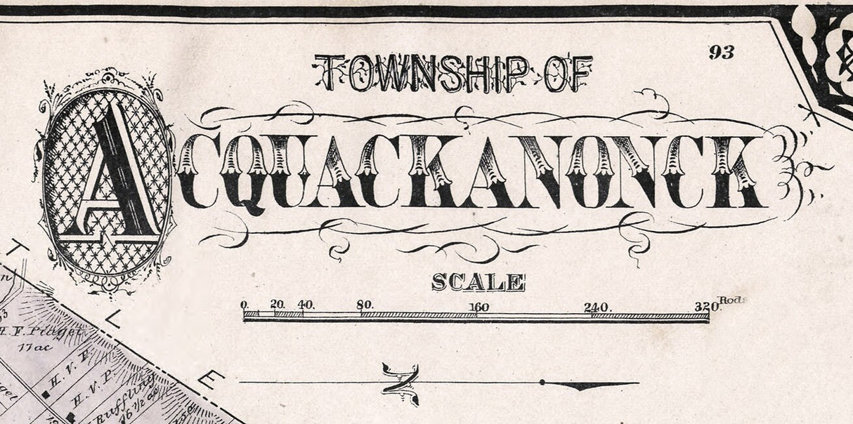 1877 Map of Acquackanonck Township Passaic County New Jersey