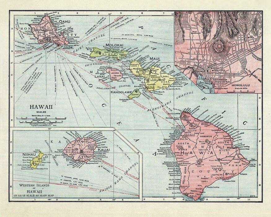 1912 Map of Hawaii