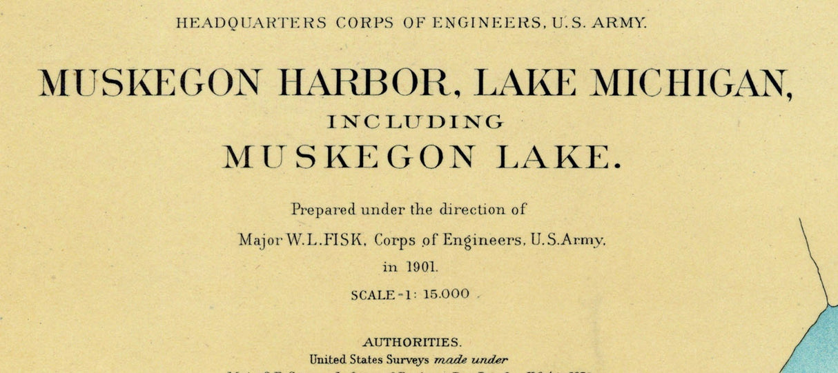 1901 Nautical Map of Muskegon Harbor & Lake Michigan