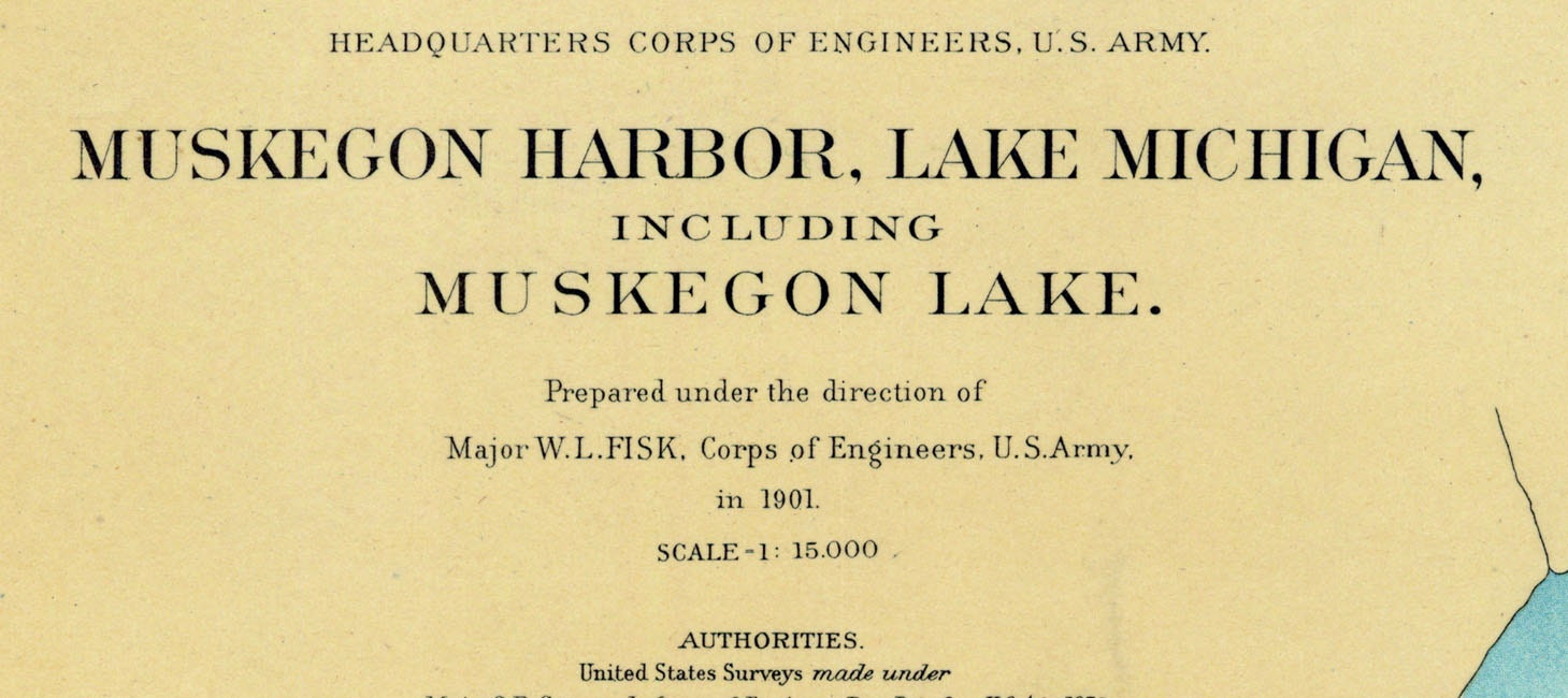 1901 Nautical Map of Muskegon Harbor & Lake Michigan