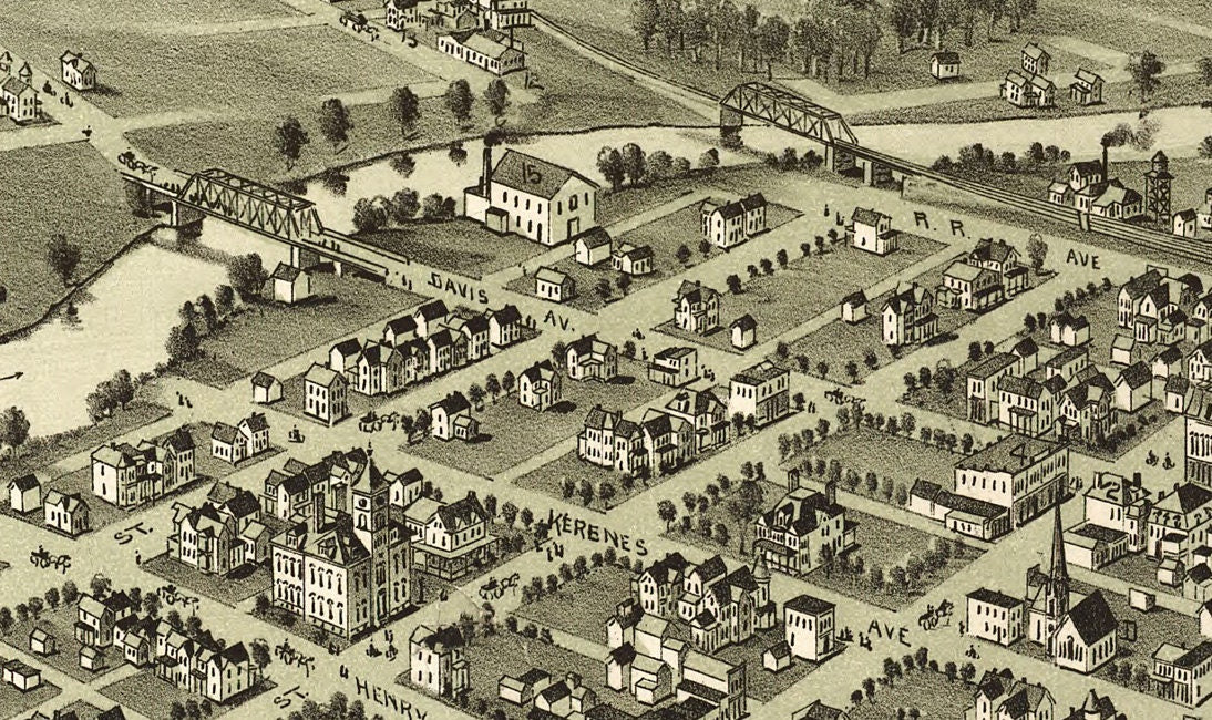 1897 Panoramic Map of Elkins West Virginia