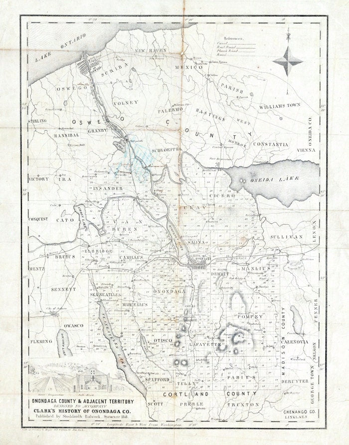 1848 Map of Onondaga County New York