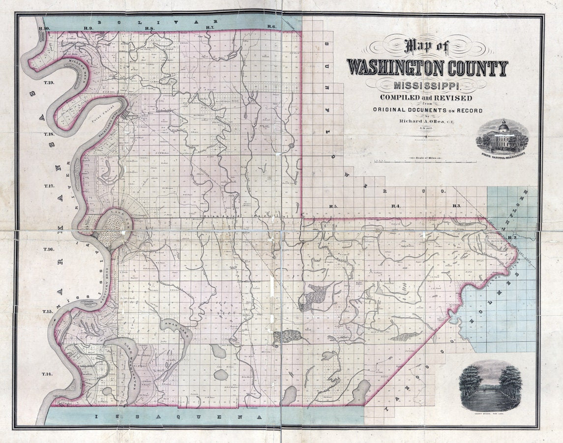 1871 Map of Washington County Mississippi