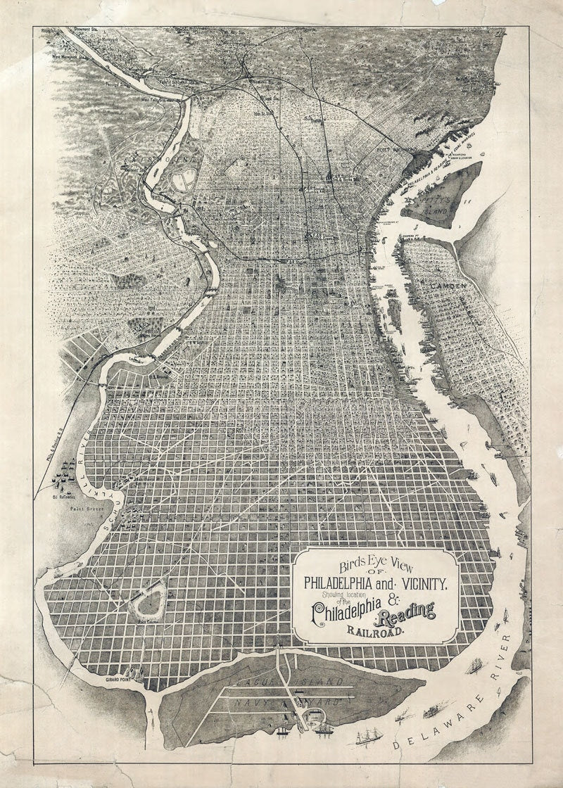1870 Map of Philadelphia Pennsylvania & Reading Railroad