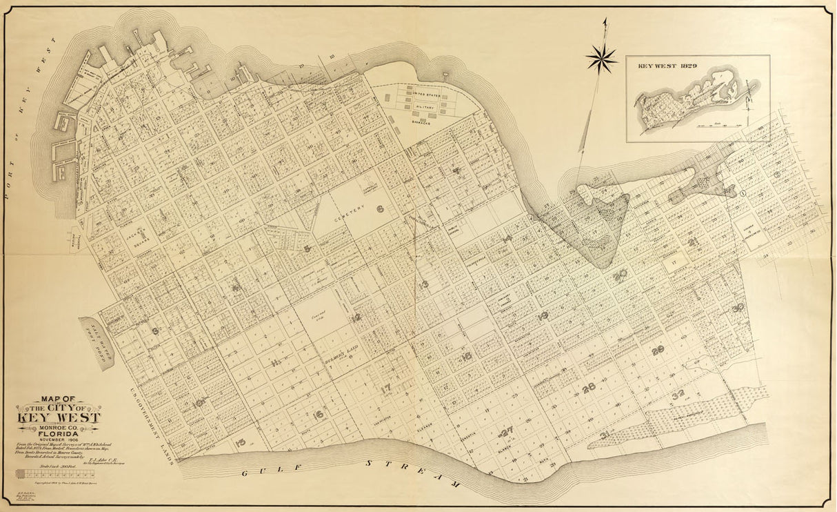 1906 Map of Key West Monroe County Florida