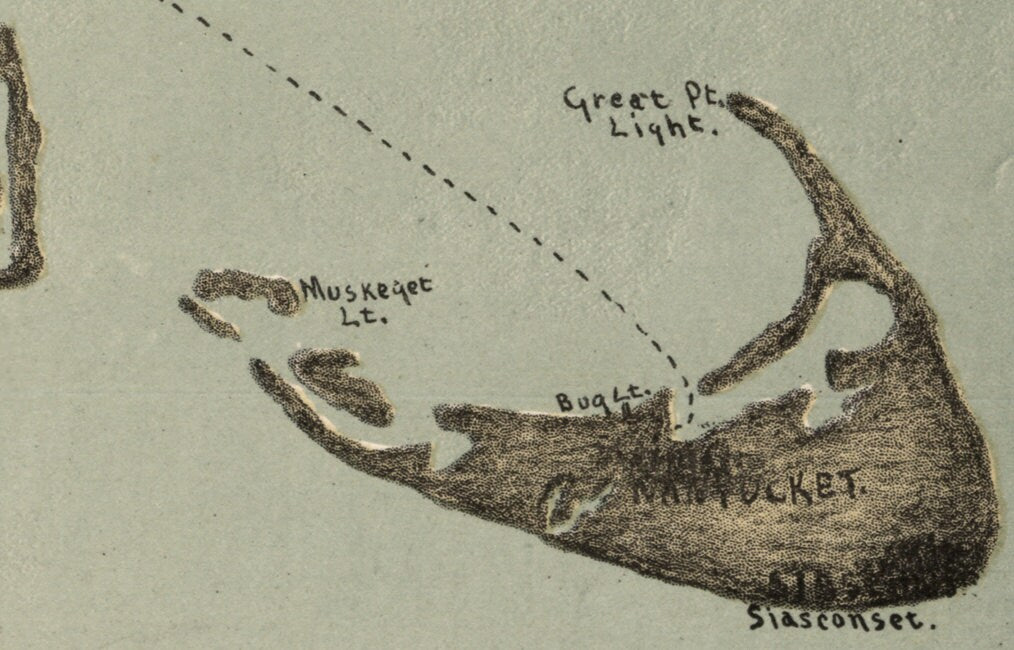 1885 Map of Nantucket to Boston Massachusetts