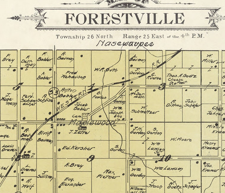 1914 Map of Forestville Township Door County Wisconsin