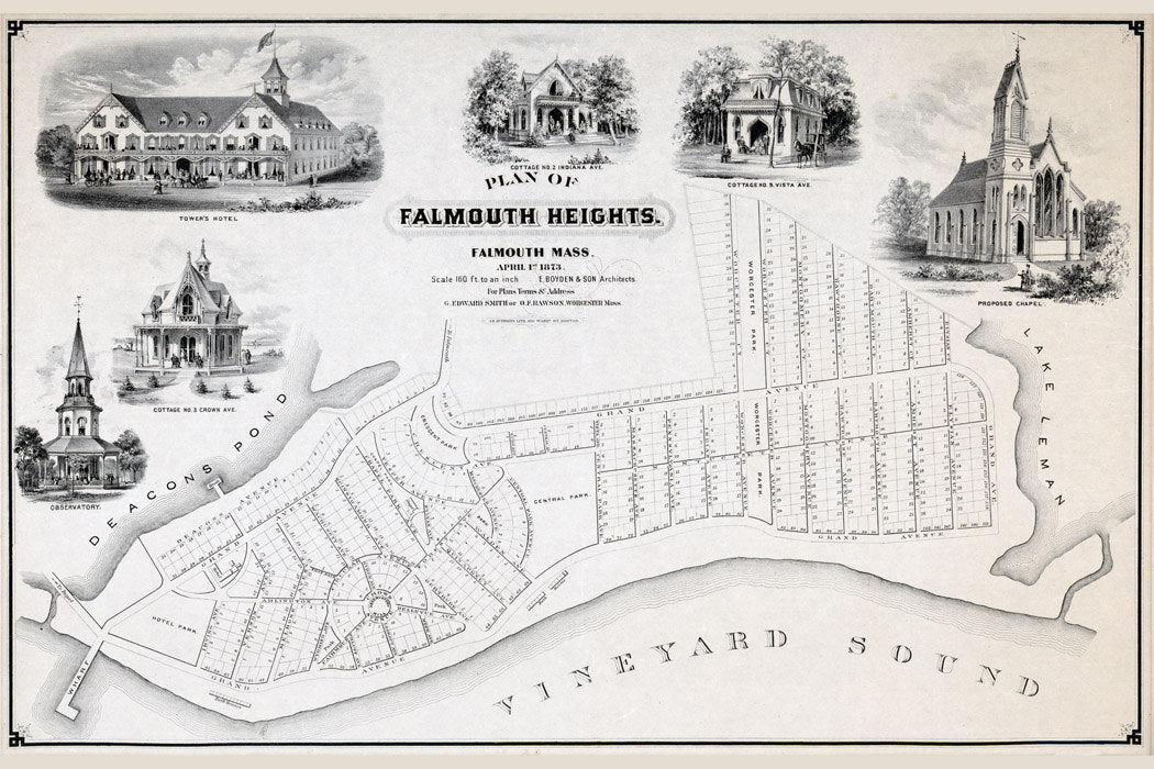 1873 Map of Falmouth Heights Falmouth Massachusetts