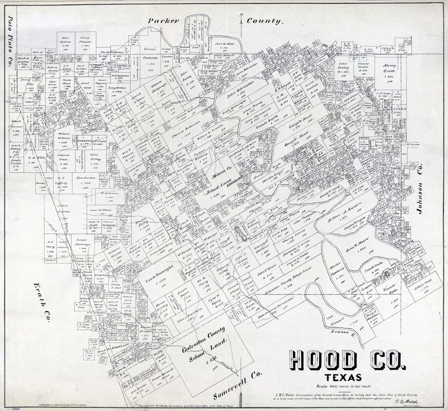 1879 Map of Hood County Texas