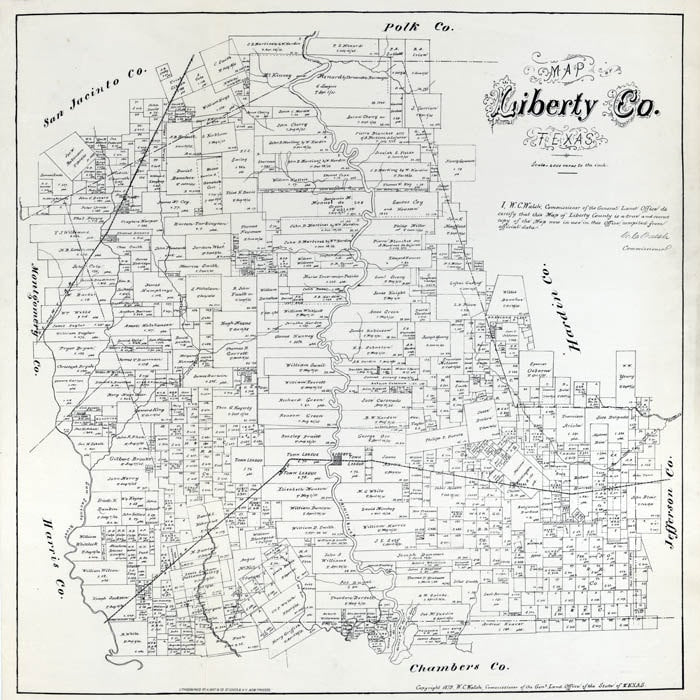 1879 Map of Liberty County Texas