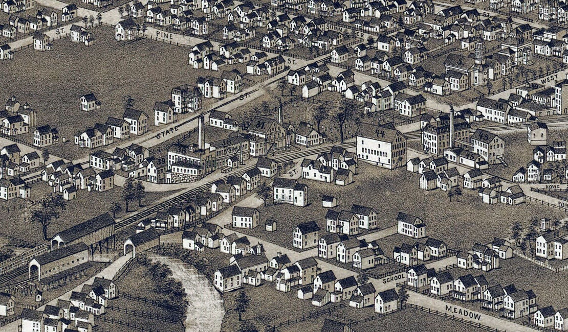 1885 Panoramic Map of Rutland Vermont