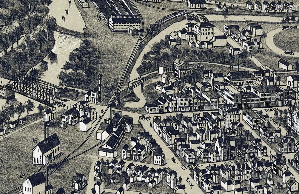 1895 Panoramic Map of Ridgway Elk County Pa