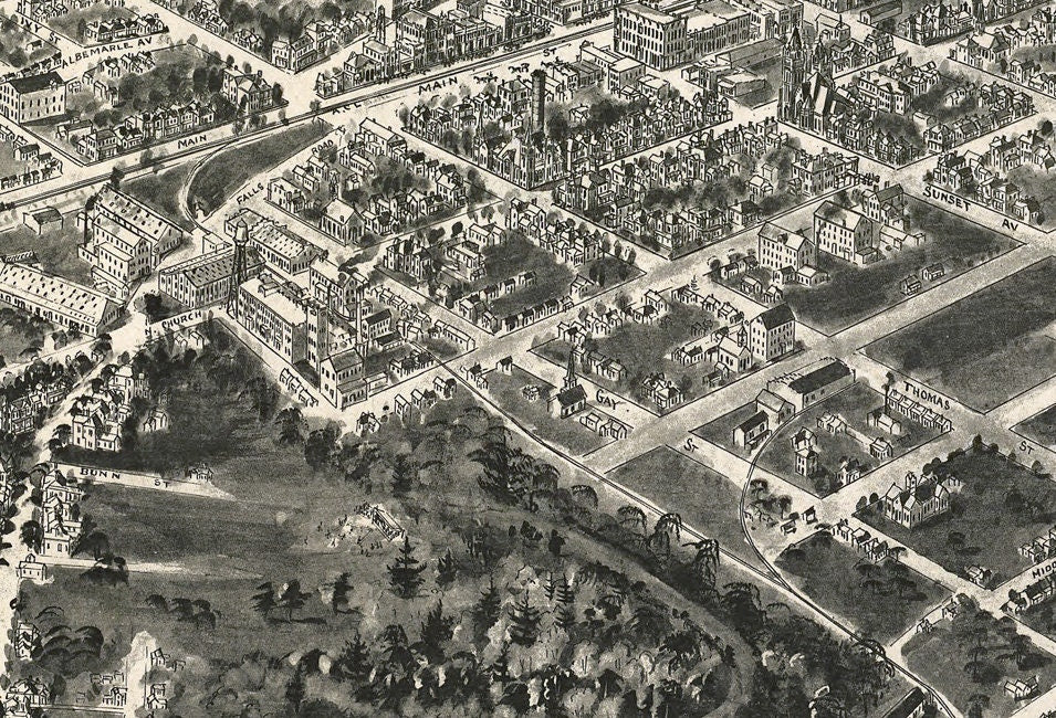 1907 Panoramic Map of Rocky Mount North Carolina