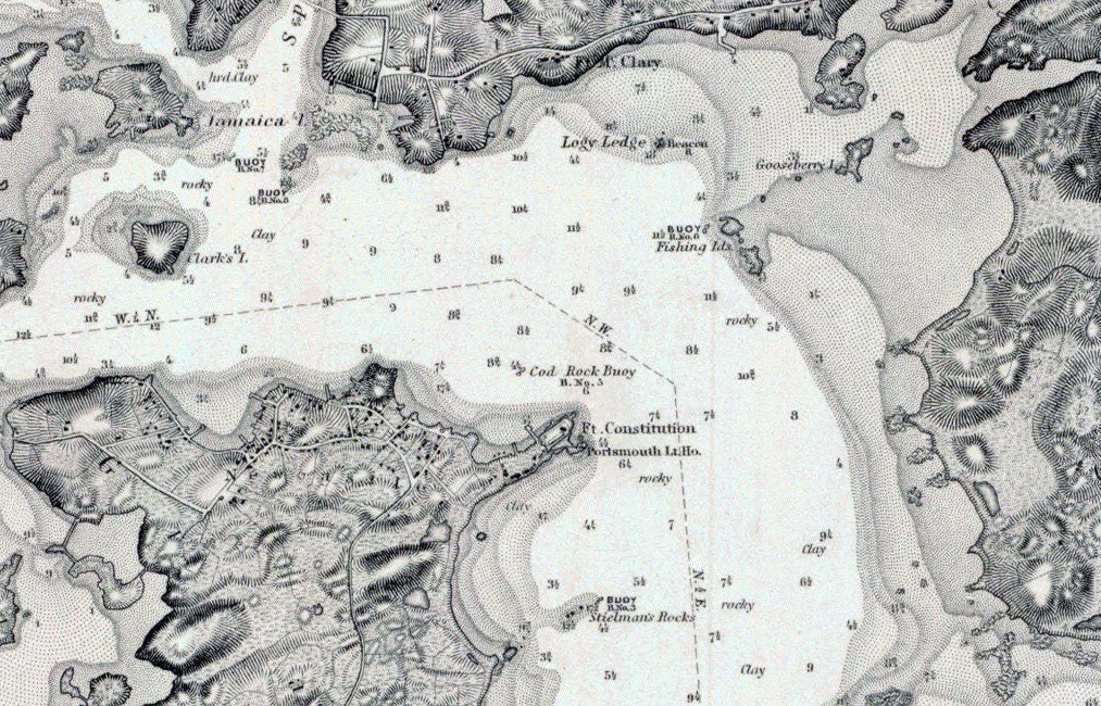 1854 Nautical Map of Portsmouth Harbor New Hampshire
