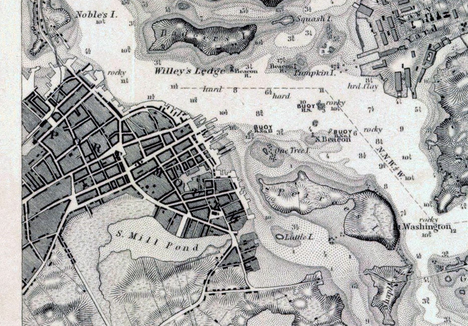 1854 Nautical Map of Portsmouth Harbor New Hampshire