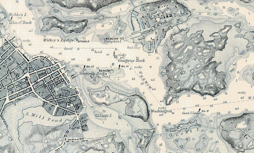 1876 Nautical Map of Portsmouth Harbor New Hampshire