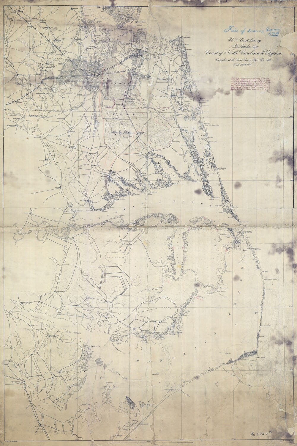 1862 Map of North Carolina and Virginia Coast