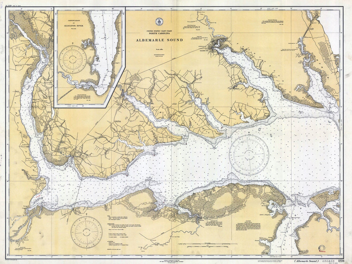 1933 Nautical Map of Albemarle Sound North Carolina