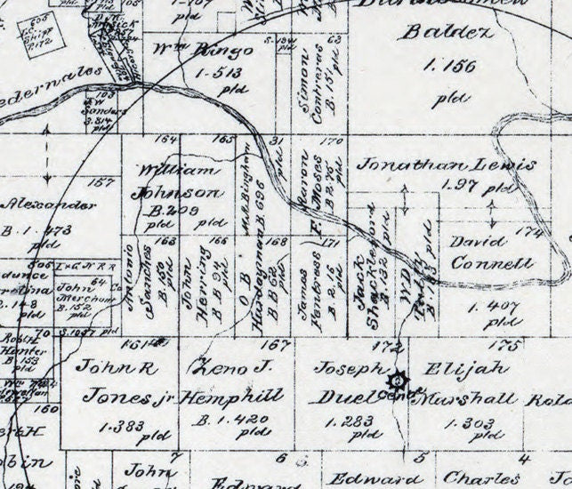 1880 Farm Line Map of Blanco County Texas