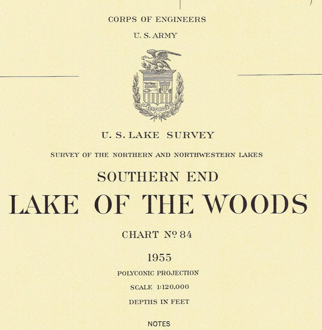 1955 Nautical Map Lake of the Woods Minnesota