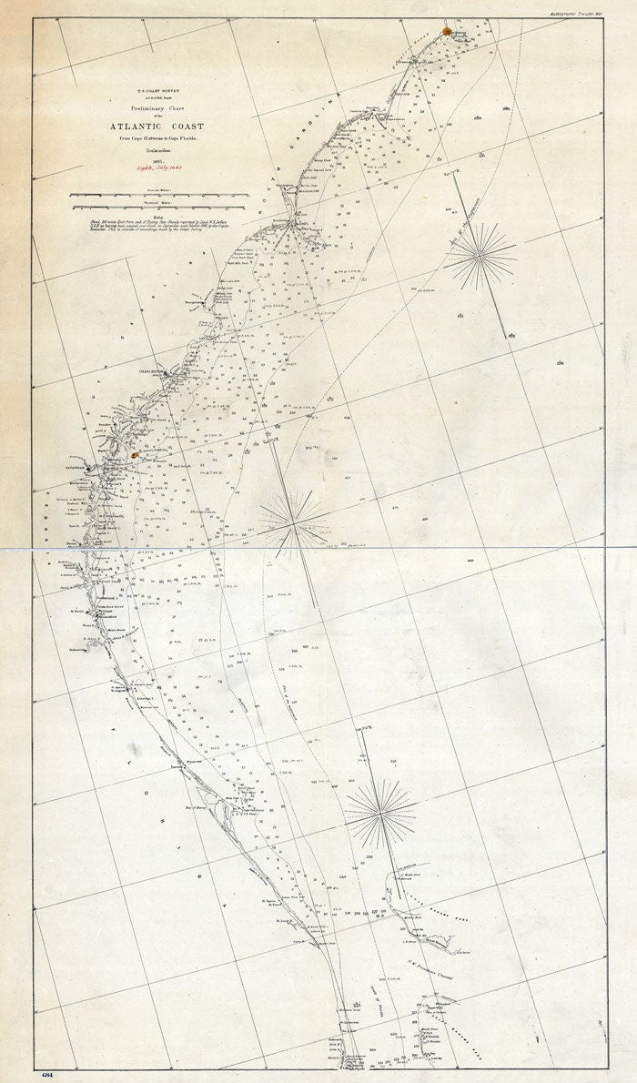 1861 Map of Cape Hatteras to Cape Florida