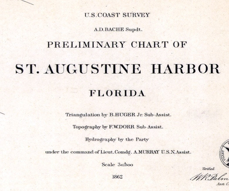 1862 Map of Saint Augustine Harbor Florida