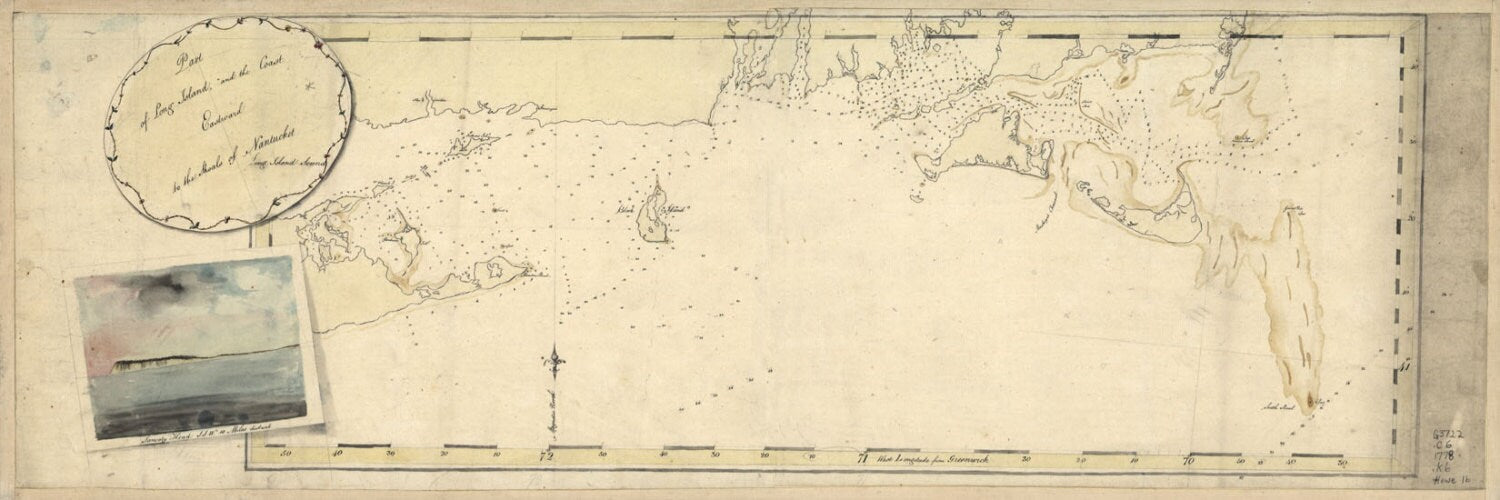 1778 Map of Long Island NY to Nantucket Shoals Massachusetts
