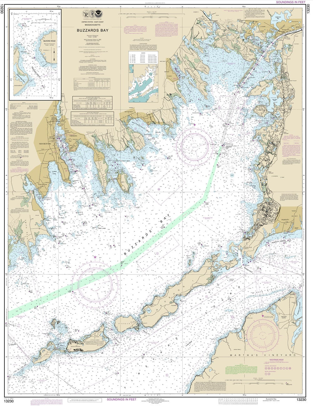 2014 Nautical Map of Buzzards Bay Massachusetts