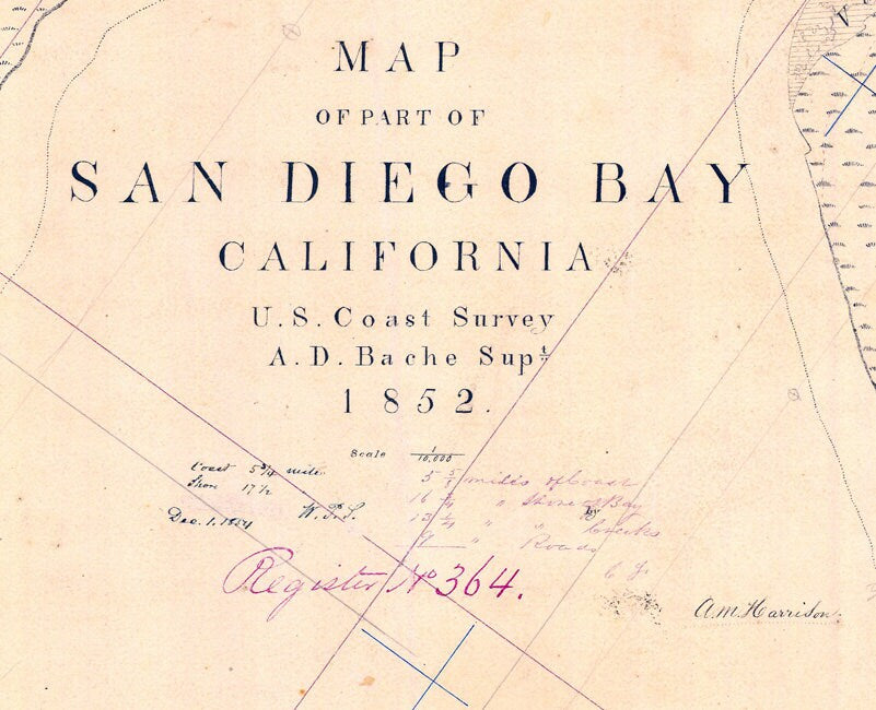 1852 Nautical Map of Part of San Diego Bay California