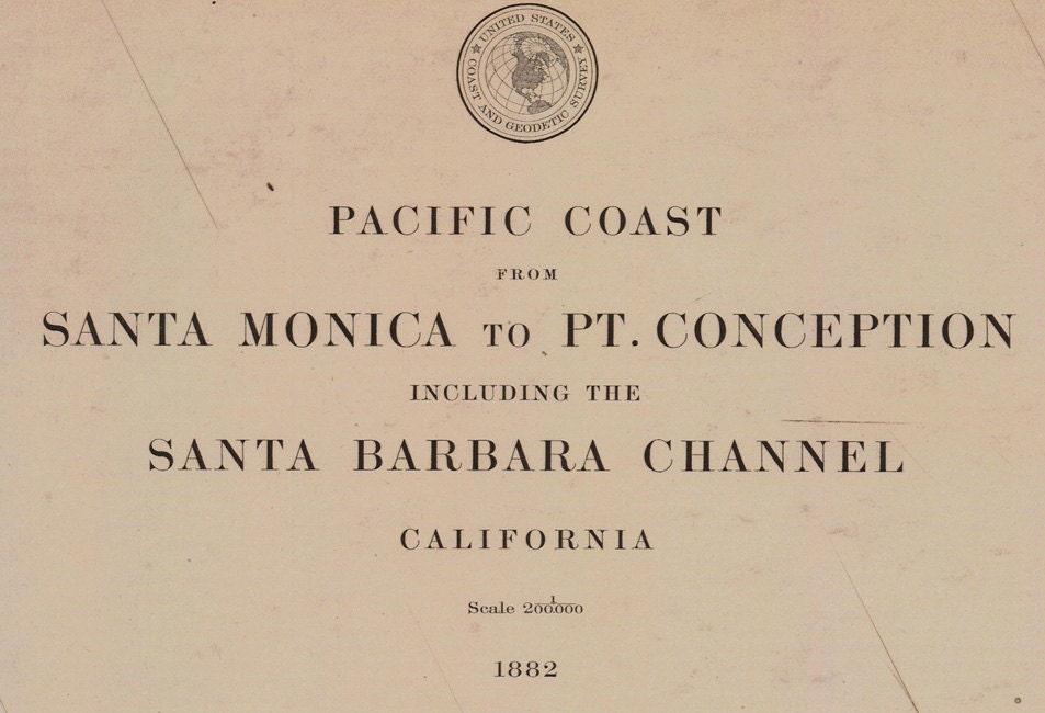 1882 Nautical Map of Santa Monica to Point Conception California