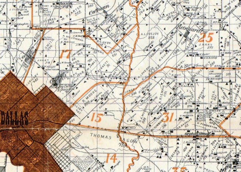1900 Map of Dallas County Texas