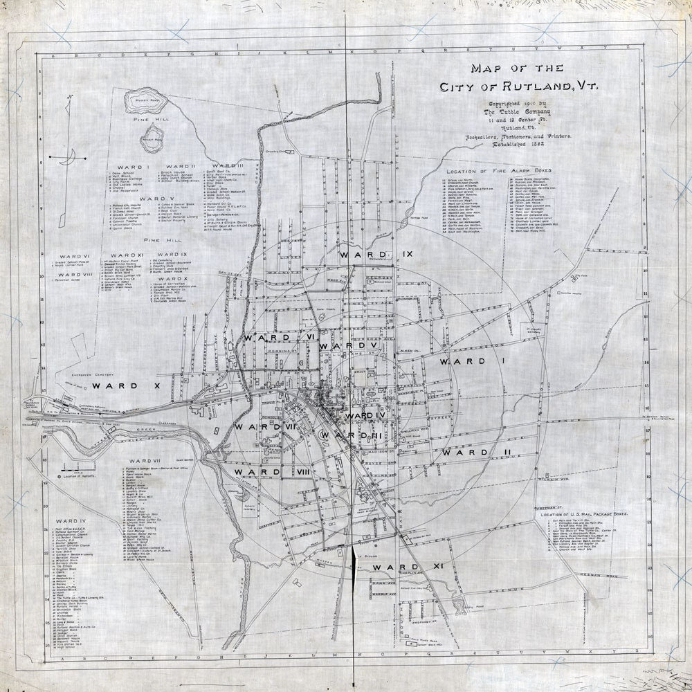 1910 Map of Rutland Vermont