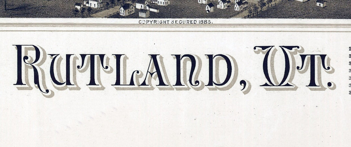 1885 Panoramic Map of Rutland Vermont